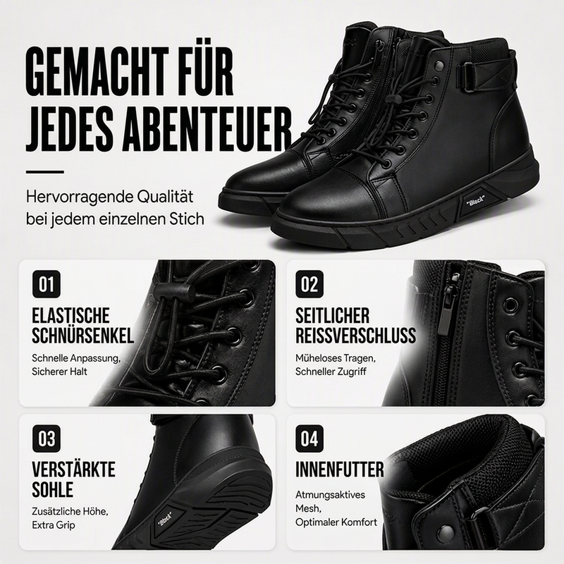 Herren-Schnürboots mit seitlichem Reißverschluss