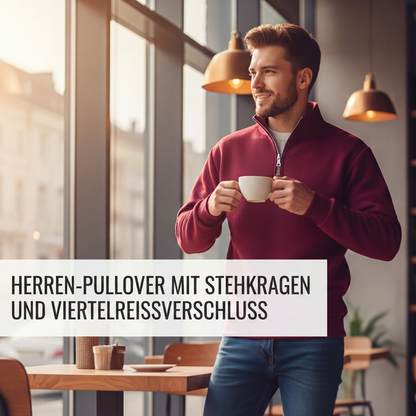 Herren-Troyer mit Stehkragen und gerippten Bündchen