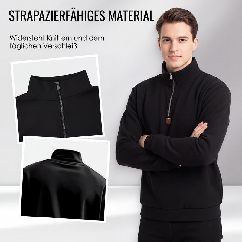 Herren-Troyer mit Stehkragen und gerippten Bündchen