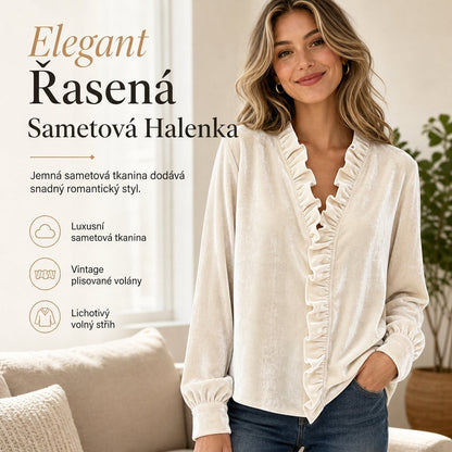 Dámská elegantní sametová halenka s dlouhými rukávy❤️