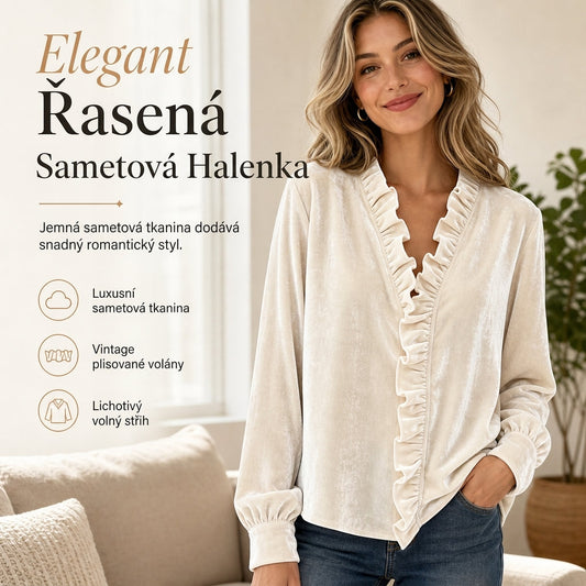 Dámská elegantní sametová halenka s dlouhými rukávy❤️