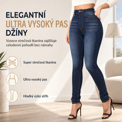 ☁️Dámské pružné džínové kalhoty s vysokým pasem👖