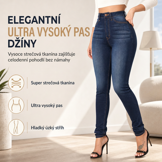 ☁️Dámské pružné džínové kalhoty s vysokým pasem👖