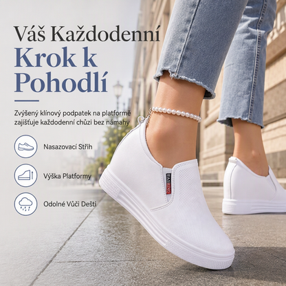 ☁️😍Dámské kožené nazouváky s měkkou kůží, skrytou zvýšenou plochou a protiskluzovou podrážkou