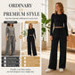 🏃☁️ Dámská řebrová souprava crop top + kalhoty s širokými nohavicemi – 9 barev, S–2XL