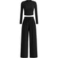 🏃☁️ Dámská řebrová souprava crop top + kalhoty s širokými nohavicemi – 9 barev, S–2XL