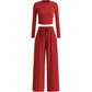 🏃☁️ Dámská řebrová souprava crop top + kalhoty s širokými nohavicemi – 9 barev, S–2XL