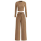 🏃☁️ Dámská řebrová souprava crop top + kalhoty s širokými nohavicemi – 9 barev, S–2XL
