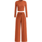 🏃☁️ Dámská řebrová souprava crop top + kalhoty s širokými nohavicemi – 9 barev, S–2XL