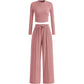 🏃☁️ Dámská řebrová souprava crop top + kalhoty s širokými nohavicemi – 9 barev, S–2XL