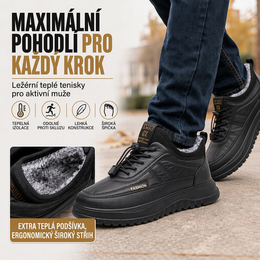 Pánské boty s protiskluzovou podrážkou a teplou podšívkou