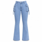 👖⭐ Dámské slim fit cargo džíny se zvonem a chlopňovými kapsami – vysoko pružné, XS–XL😊