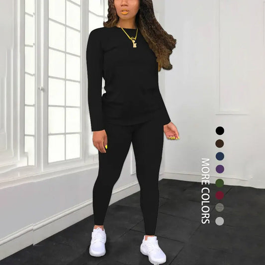 😍✨ Dámská sportovní souprava dvoudílná slim fit s dlouhým rukávem – 8 barev, S–2XL🏃