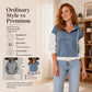 Women's Loose Half Zip Denim Patchwork Hoodie