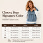 Women's Loose Half Zip Denim Patchwork Hoodie