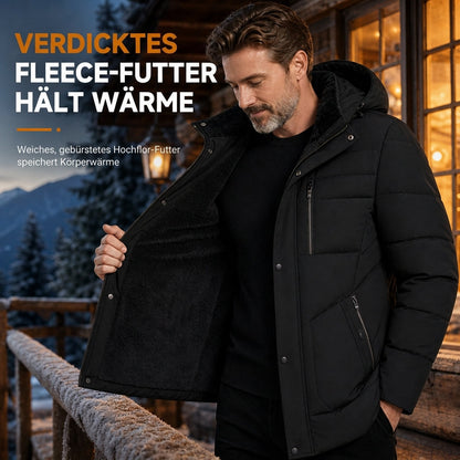 Herren-Wintermantel mit Fleecefutter & abnehmbarer Kapuze