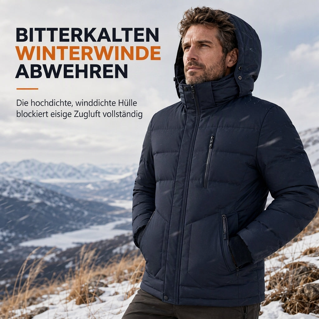 Herren-Wintermantel mit Fleecefutter & abnehmbarer Kapuze