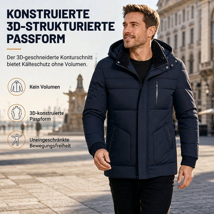 Herren-Wintermantel mit Fleecefutter & abnehmbarer Kapuze