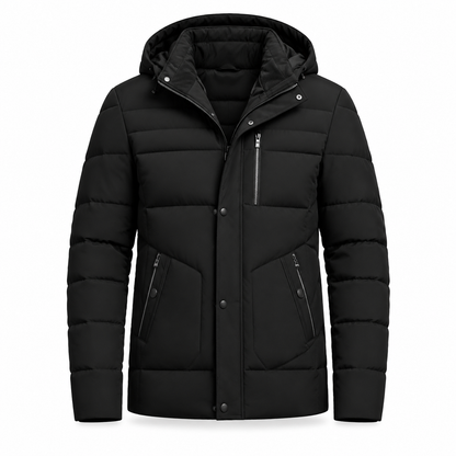 Herren-Wintermantel mit Fleecefutter & abnehmbarer Kapuze
