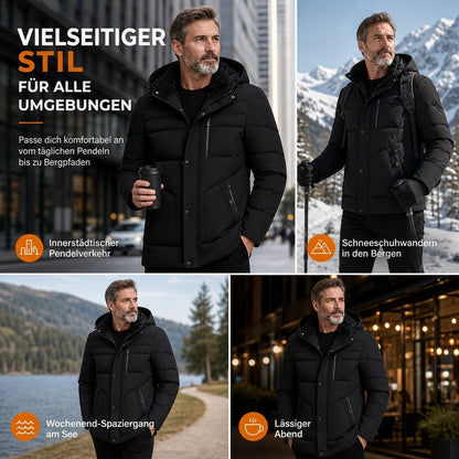 Herren-Wintermantel mit Fleecefutter & abnehmbarer Kapuze