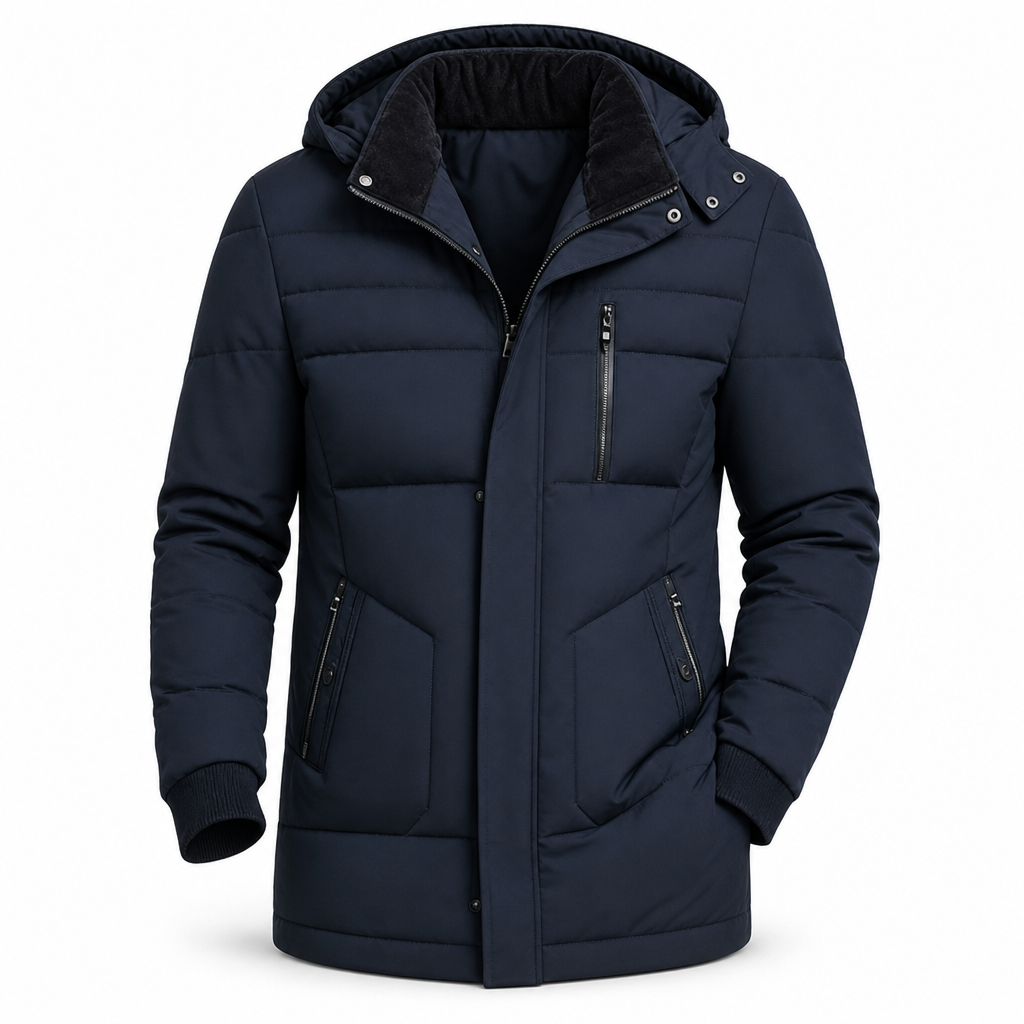 Herren-Wintermantel mit Fleecefutter & abnehmbarer Kapuze
