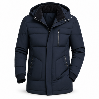 Herren-Wintermantel mit Fleecefutter & abnehmbarer Kapuze