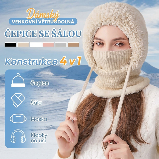 📢📢SLEVA 30% !! ⏰Dámská venkovní šála s čepicí proti větru
