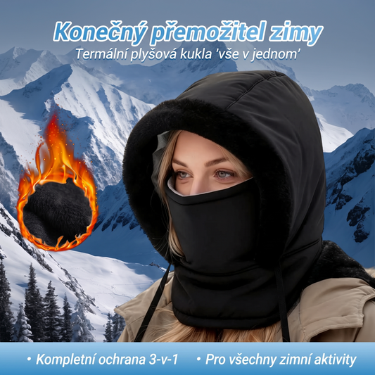Zateplená čepice s plyšovou podšívkou a obličejovou maskou🔥💌