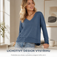 👚 Dámský volný top s dlouhým rukávem a V-výstřihem – 9 barev, S–2XL