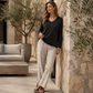👚 Dámský volný top s dlouhým rukávem a V-výstřihem – 9 barev, S–2XL