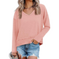 👚 Dámský volný top s dlouhým rukávem a V-výstřihem – 9 barev, S–2XL