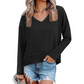 👚 Dámský volný top s dlouhým rukávem a V-výstřihem – 9 barev, S–2XL
