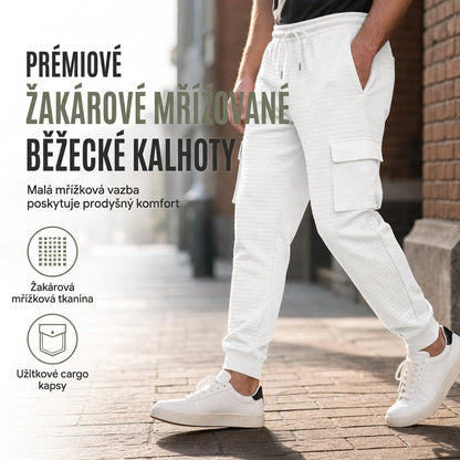 👖 Pánské cargo jogger kalhoty s žakárovým vzorem a kapsami – v 8 barvách, velikosti S–XL😍