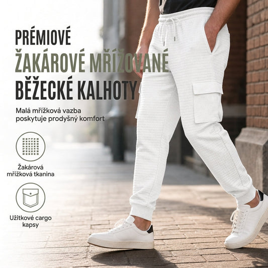 👖 Pánské cargo jogger kalhoty s žakárovým vzorem a kapsami – v 8 barvách, velikosti S–XL😍