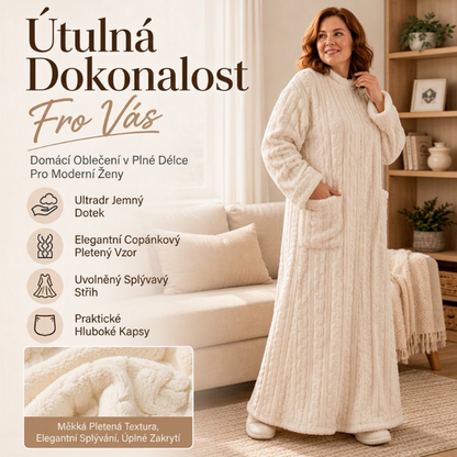 Dámská teplá dlouhá noční košile z plyše