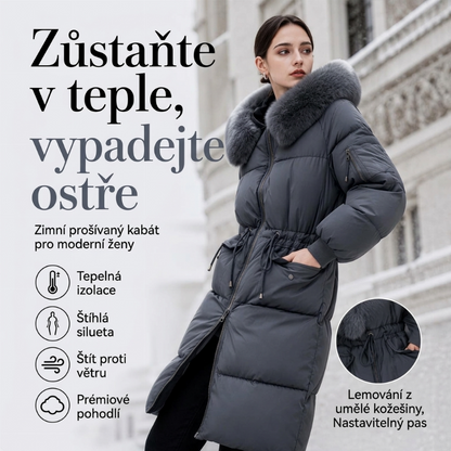 Dámský středně dlouhý zateplený kabát s vrstvenou výplní