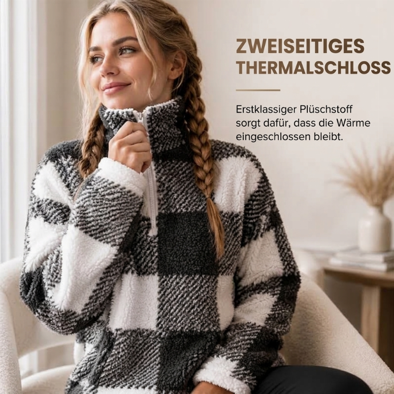 🛍️✨Weite karierte Patchwork-Sherpa-Jacke für Damen