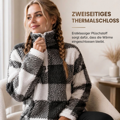 🛍️✨Weite karierte Patchwork-Sherpa-Jacke für Damen