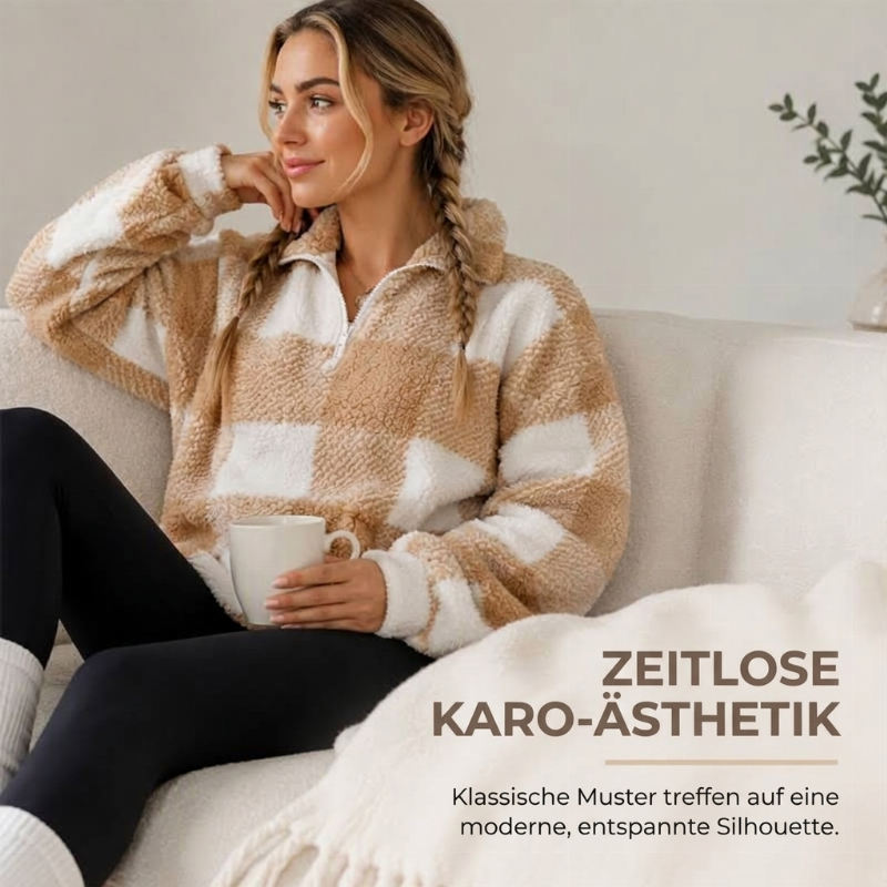 🛍️✨Weite karierte Patchwork-Sherpa-Jacke für Damen