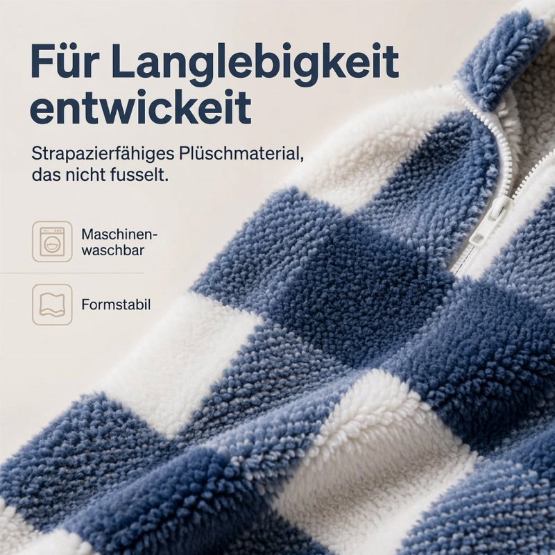 🛍️✨Weite karierte Patchwork-Sherpa-Jacke für Damen