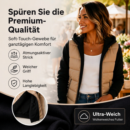 Damen Farbblock gesteppte Kapuzenjacke