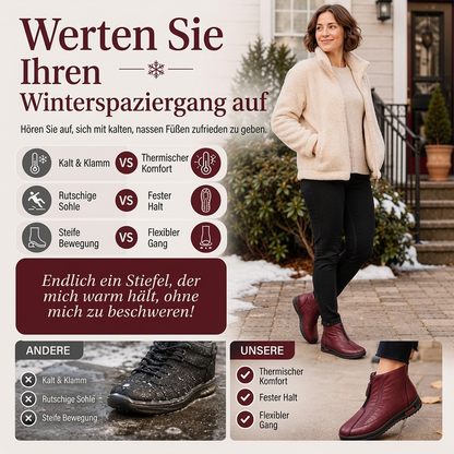 Damen Winterstiefeletten mit Frontreißverschluss und Plüschfutter