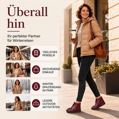 Damen Winterstiefeletten mit Frontreißverschluss und Plüschfutter
