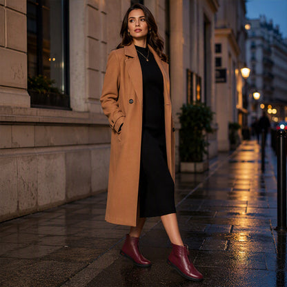 Damen Winterstiefeletten mit Frontreißverschluss und Plüschfutter