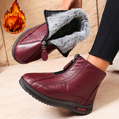 Damen Winterstiefeletten mit Frontreißverschluss und Plüschfutter