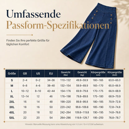 Damen-High-Waist-Wide-Leg-Jeans mit Stretch und Zierknöpfen