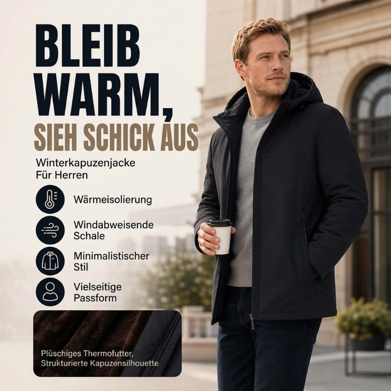 Winterjacke für Herren mit warmem Futter und Kapuze
