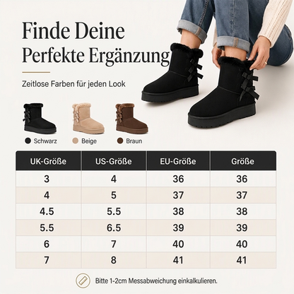 Damen Plateau-Winterboots mit Schleifen und Plüschfutter