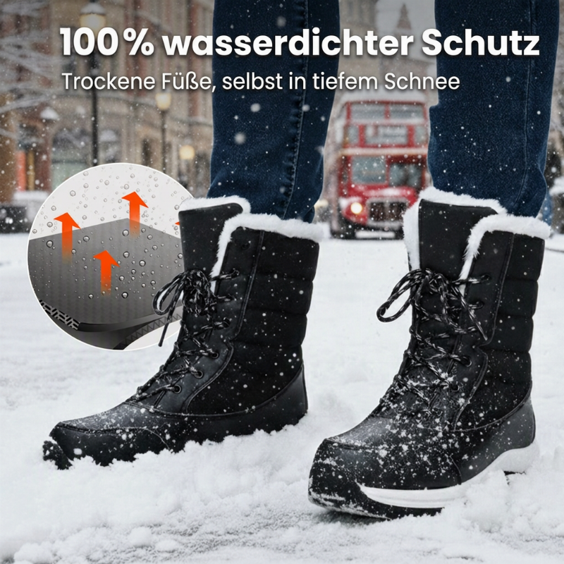 Damen-Winterstiefel mit Plüschfutter und Schnürung