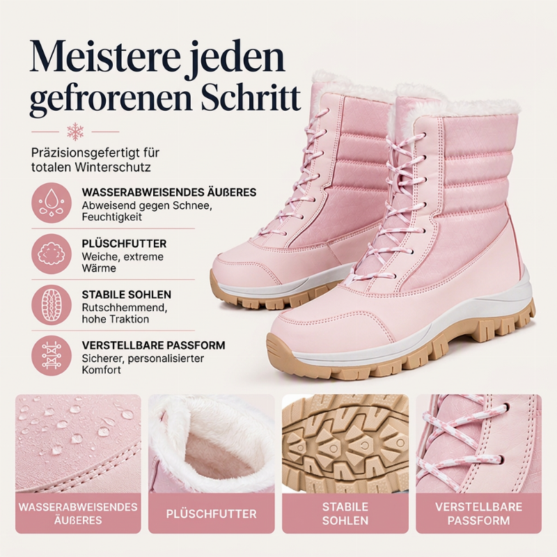 Damen-Winterstiefel mit Plüschfutter und Schnürung
